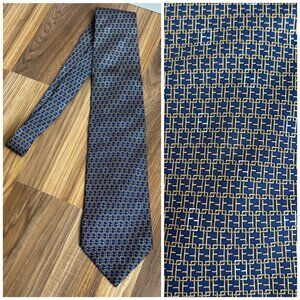 Fendi Silk Logo Navy Made in Italy Suit Tie Work Career Office Designer